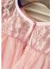 Pink Lace Chiffon Curly Hem Sweet Flower Girl Dress Pink Lace Chiffon Curly Hem Sweet Flower Girl Dress